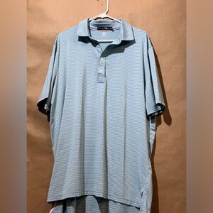 Ralph Lauren Shirt Mens XL White Blue Polo Short Sleeve Striped RLX Logo